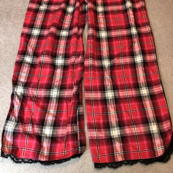 NWT VICTORIA’S SECRET Red Multicolor Plaid Loungewear Pajama Pants Size M - Picture 7 of 11